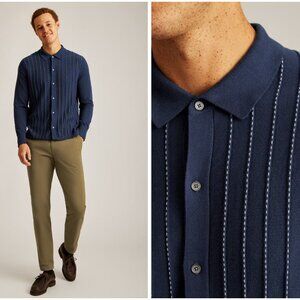 Bonobos Striped Cardigan Sweater Polo Size Small